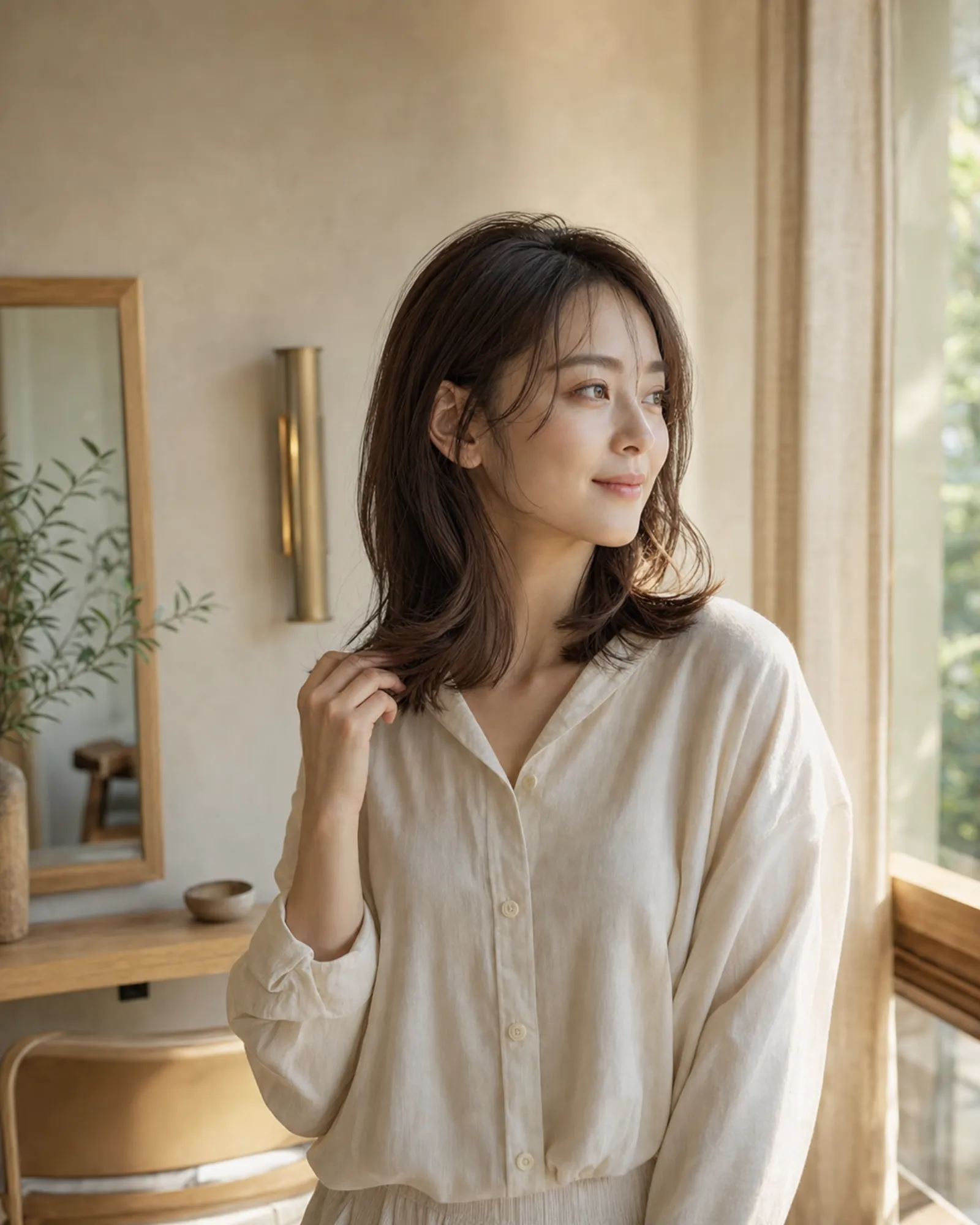 自然な動きのある日本人女性のヘアスタイル